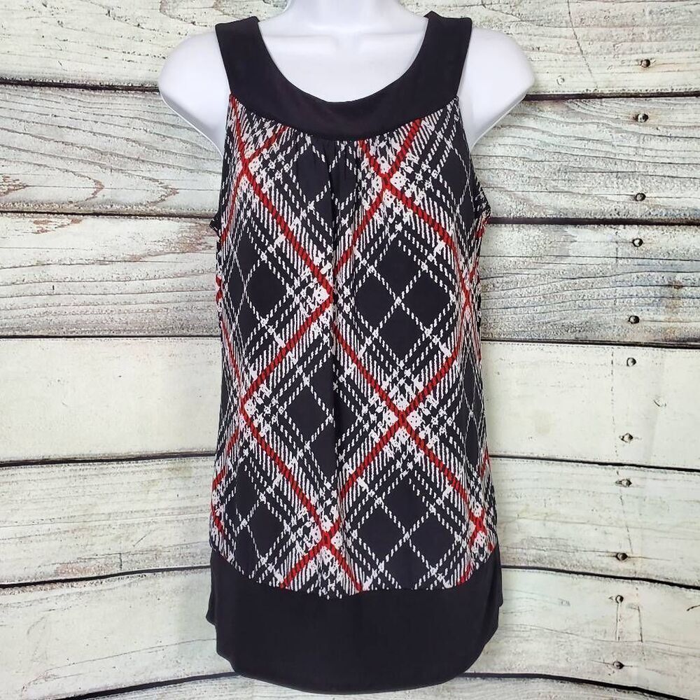 Maurices Women’s Red Black Plaid Sleeveless Blouse Top L